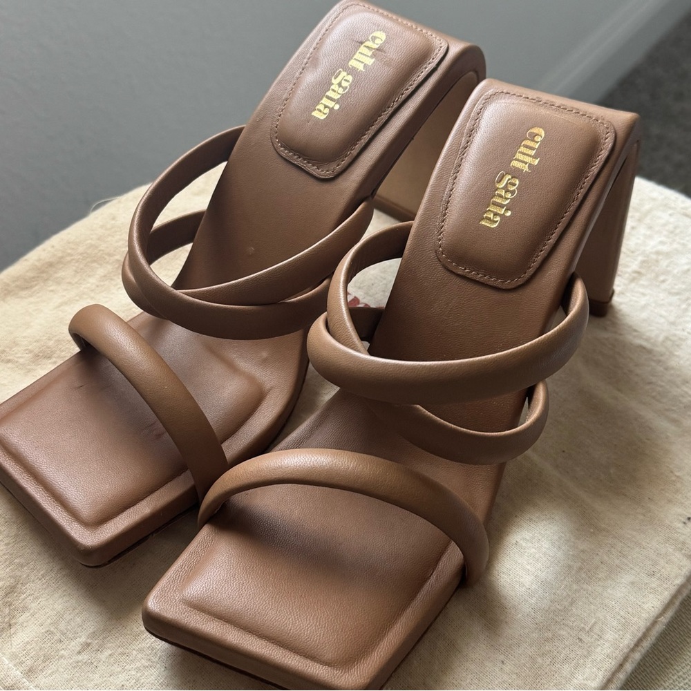 Cult Gaia Tan Strappy Heels